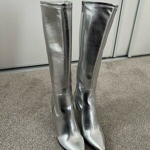 Silver Knee-High Women's Boots